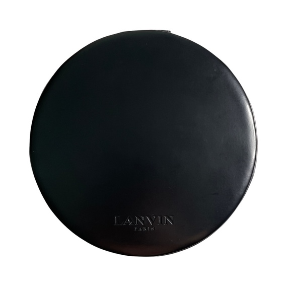 Lanvin Paris Black Faux Leather Round Circular Empty Storage Gift Box - Picture 1 of 12